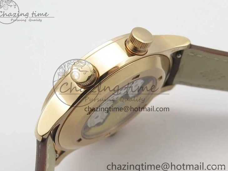 MIROTIME 0423 Calatrava 5524R Pilot Travel Time RG GRF Brown Dial on Brown Leather Strap MIYOTA TopPick 7155